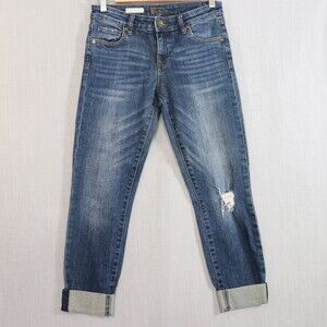 Kut From The Kloth Amy Ankle Straight Leg Jeans Women’s Size 2 Blue Denim Cuffed